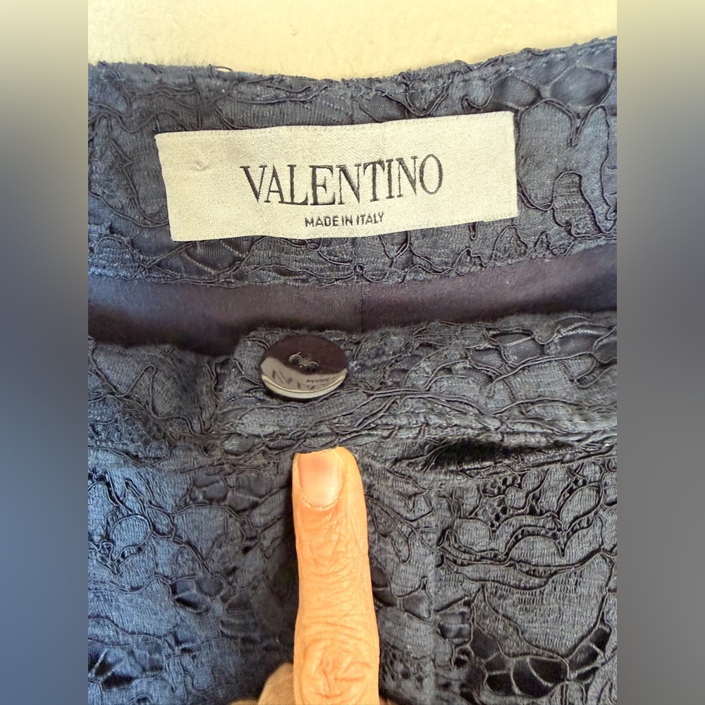 VALENTINO Lace Pants Silk Lined Navy Blue EU 42 US 6 Made in Italy - Picture 4 of 16